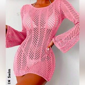 SHEIN Swim Hollow Out Cover Up Dress Without Bikini . NEW / LARGE
